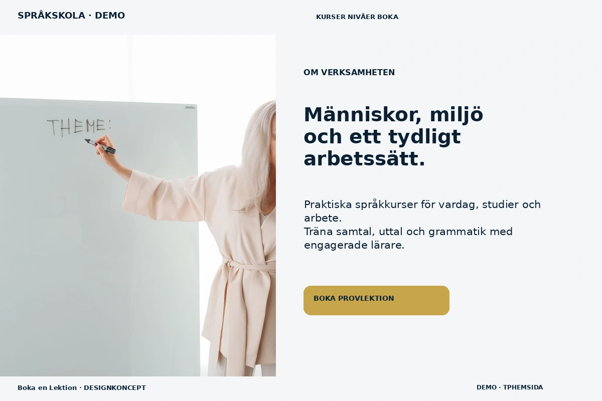 Boka en Lektion – Om verksamheten för språkskola