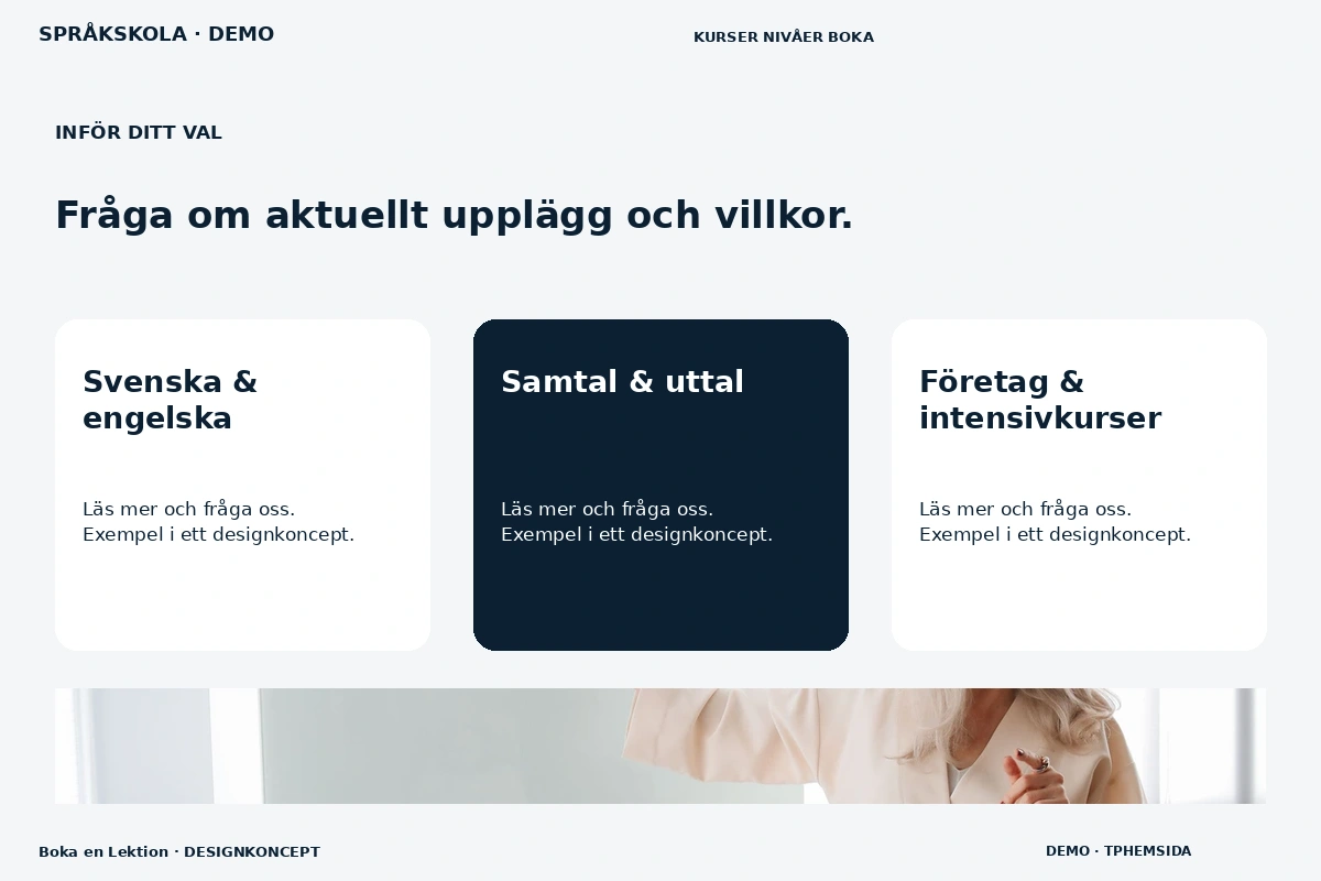 Boka en Lektion – Alternativ & villkor för språkskola