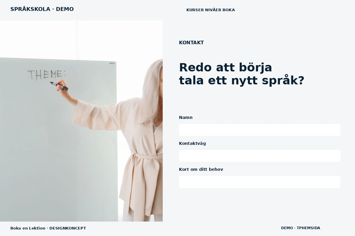 Boka en Lektion – Kontakt för språkskola