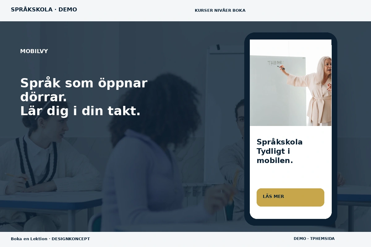 Boka en Lektion – Mobilvy för språkskola