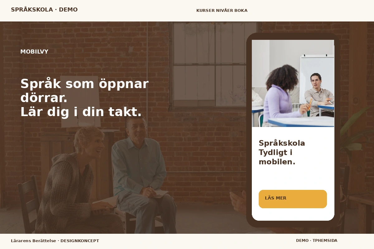 Lärarens Berättelse – Mobilvy för språkskola