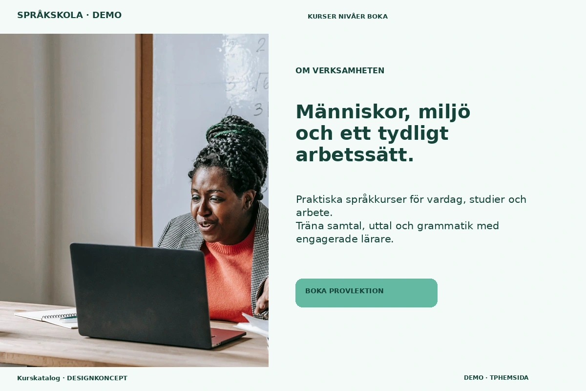 Kurskatalog – Om verksamheten för språkskola