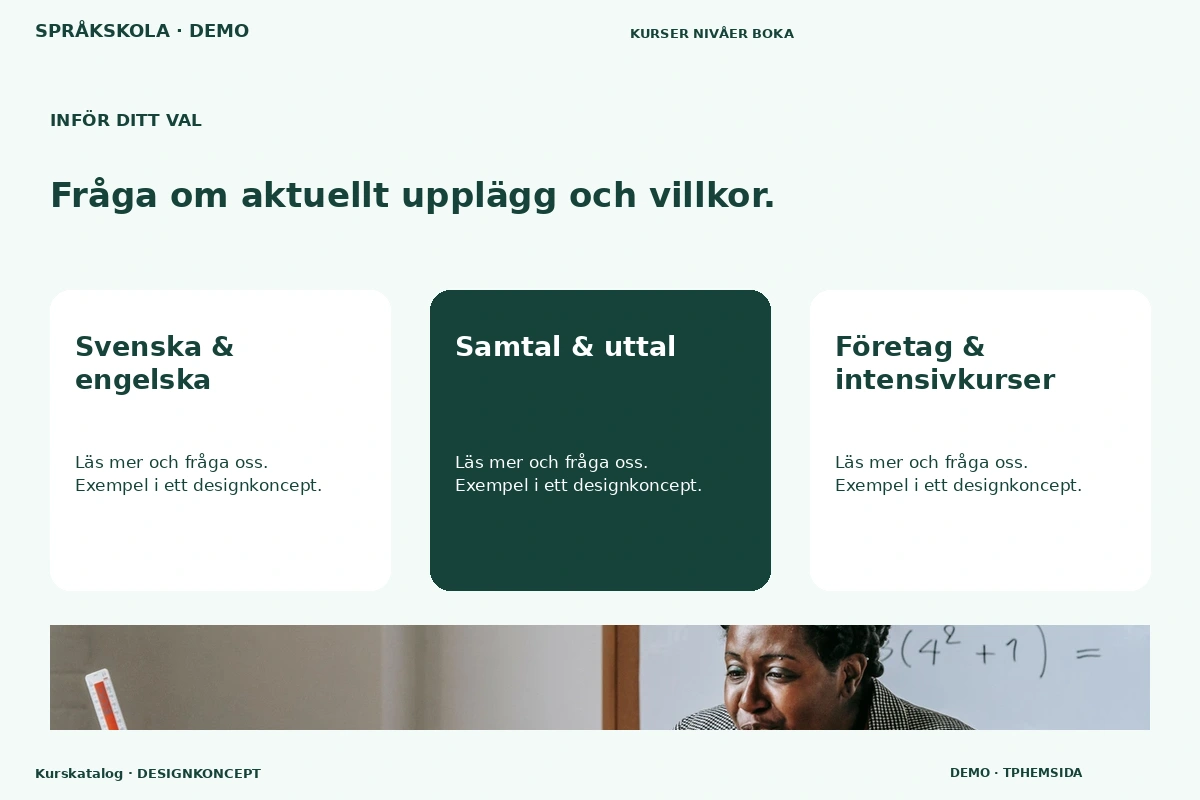 Kurskatalog – Alternativ & villkor för språkskola