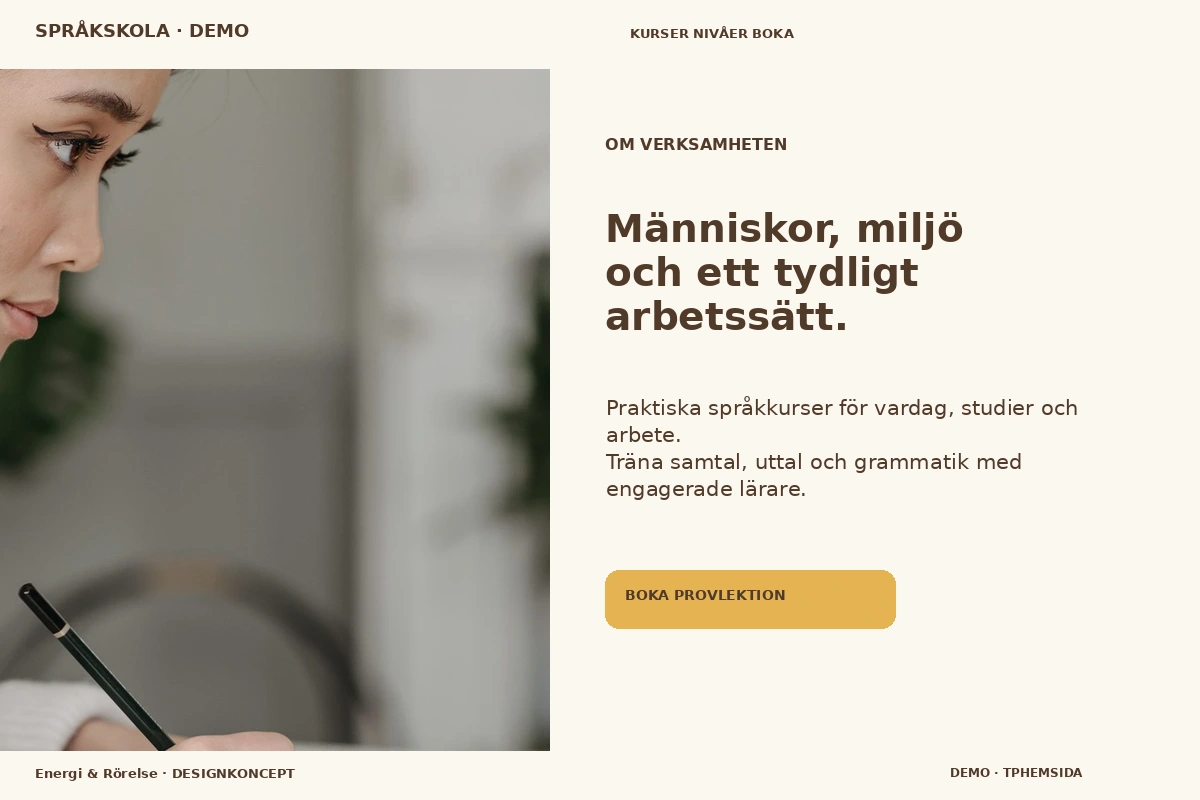 Energi & Rörelse – Om verksamheten för språkskola