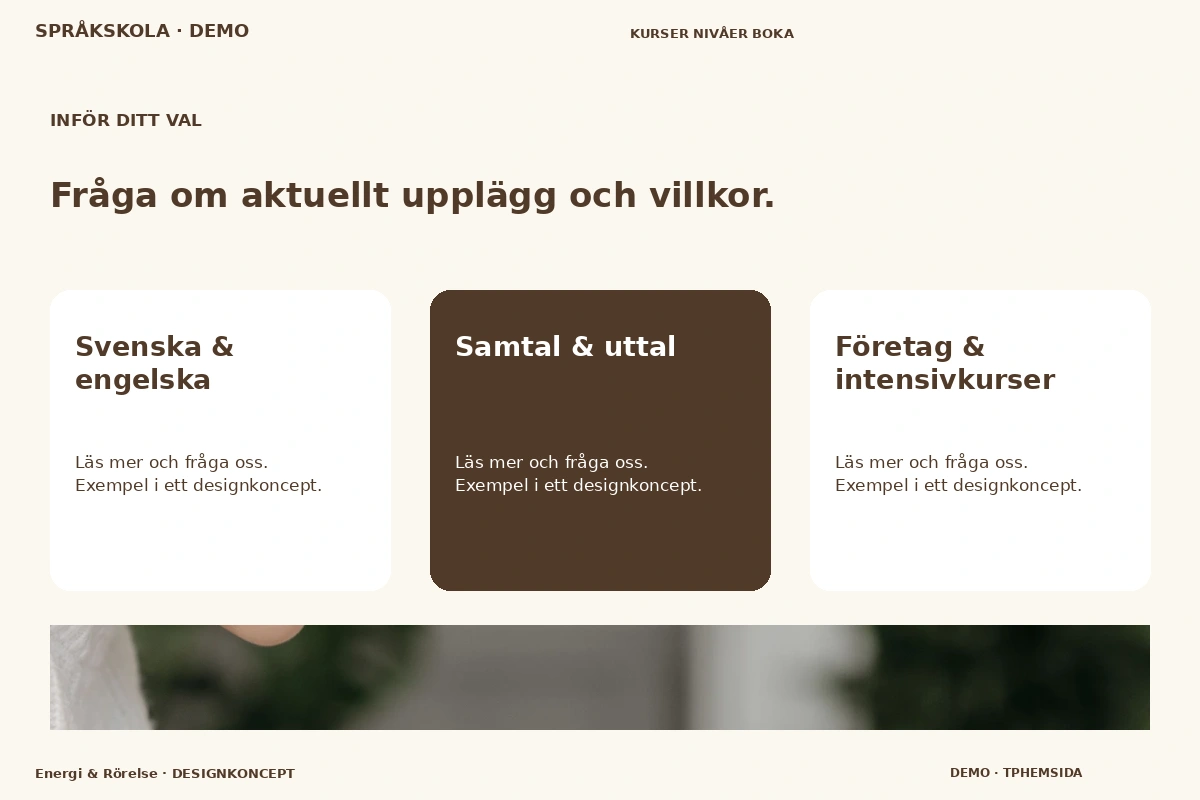 Energi & Rörelse – Alternativ & villkor för språkskola