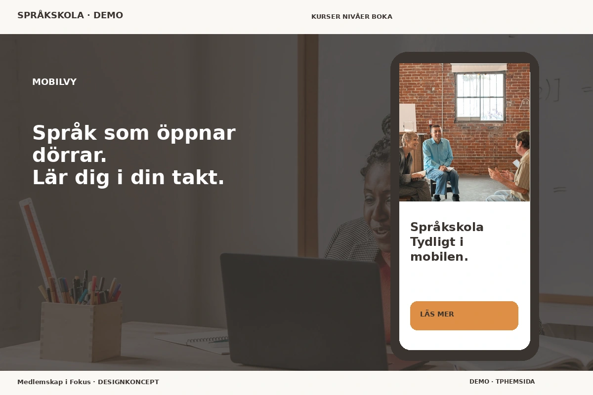 Medlemskap i Fokus – Mobilvy för språkskola