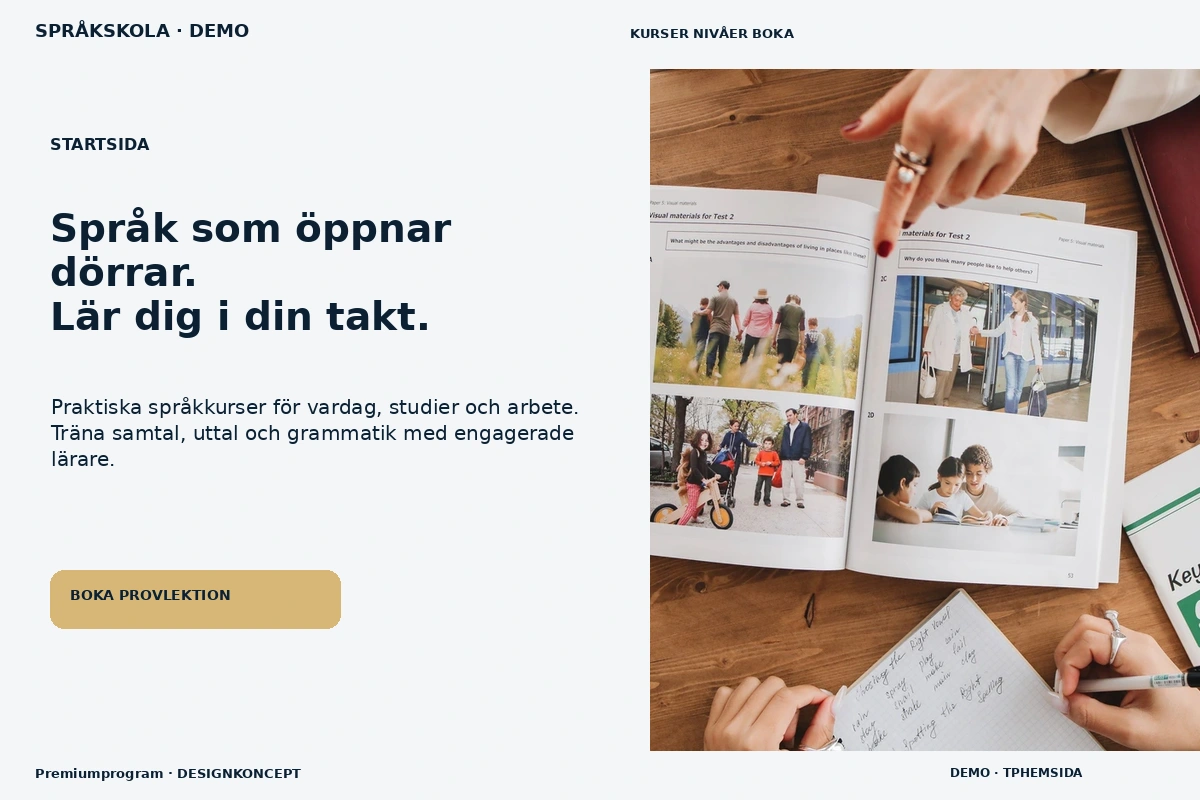Premiumprogram – Startsida för språkskola