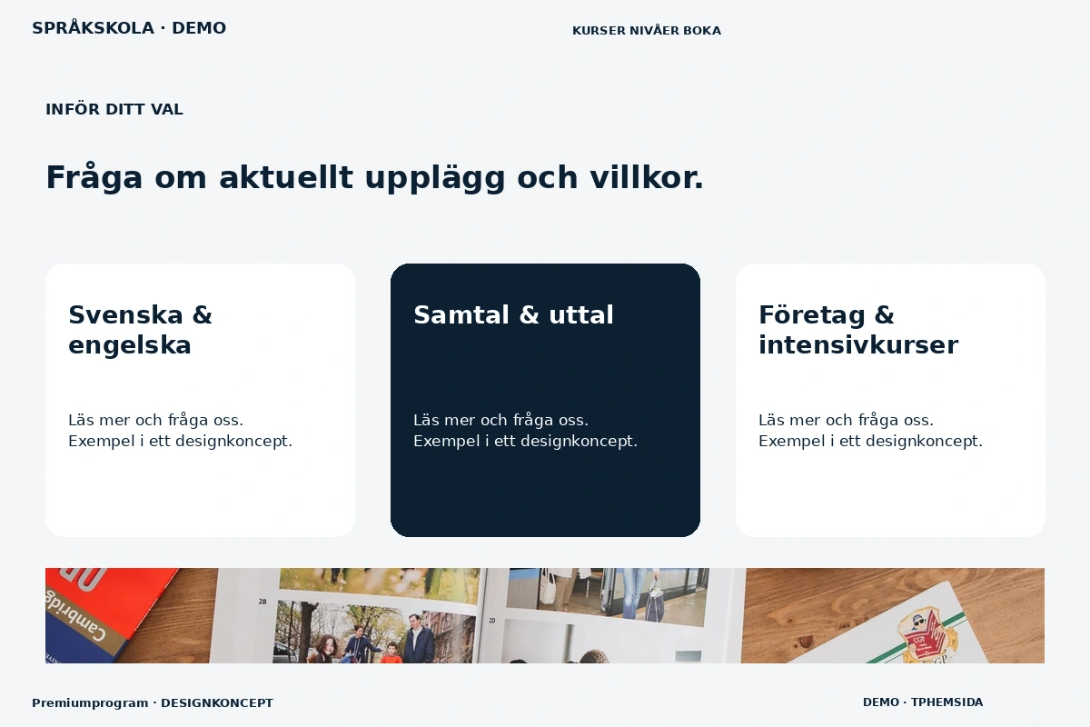 Premiumprogram – Alternativ & villkor för språkskola