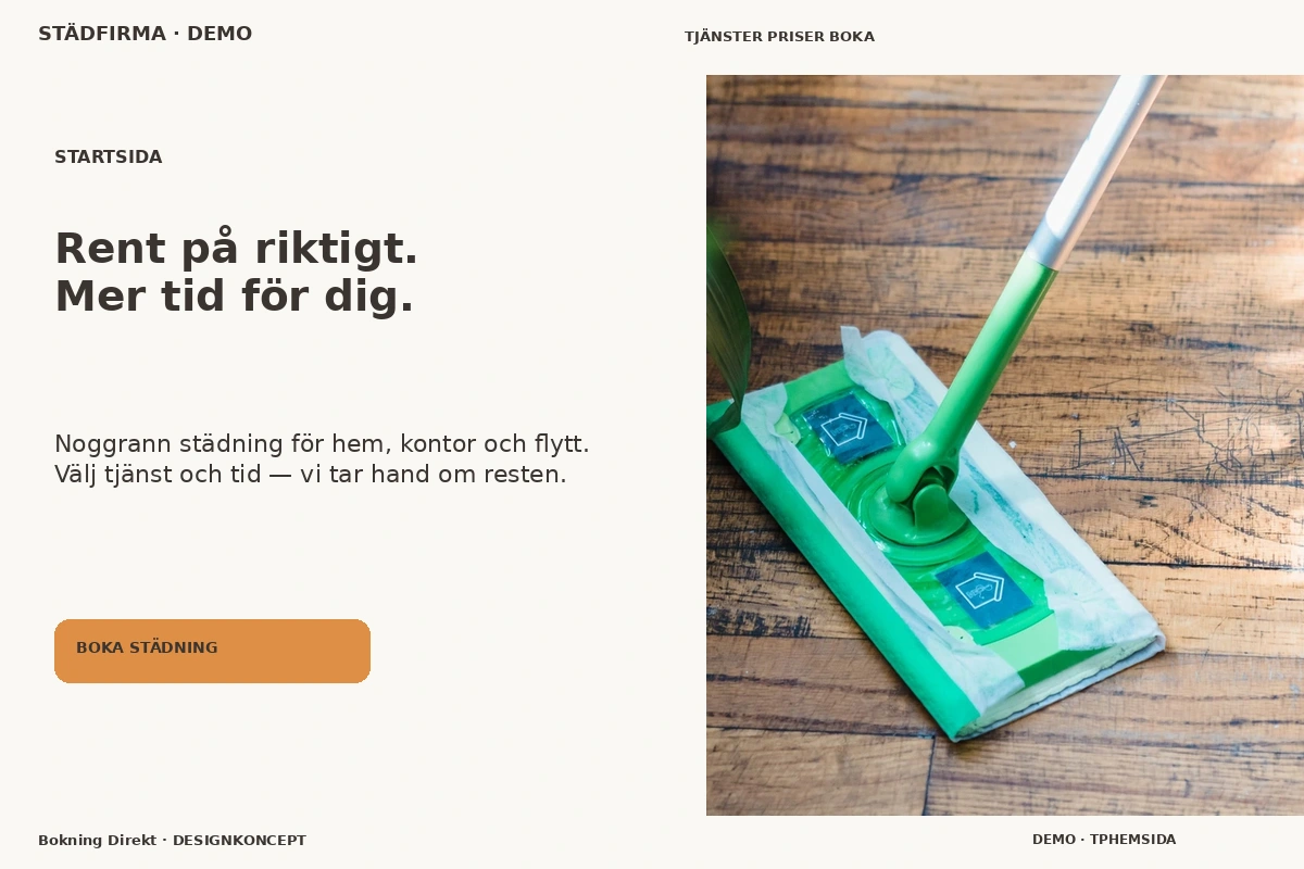 Bokning Direkt – Startsida för städfirma