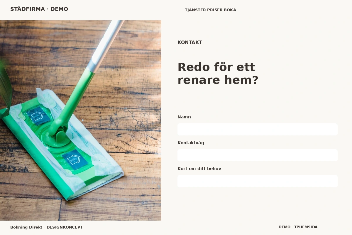 Bokning Direkt – Kontakt för städfirma