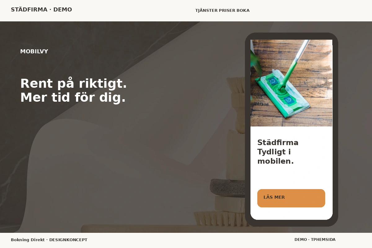 Bokning Direkt – Mobilvy för städfirma