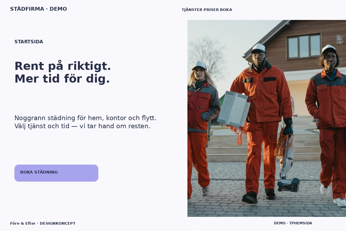 Före & Efter – Startsida för städfirma