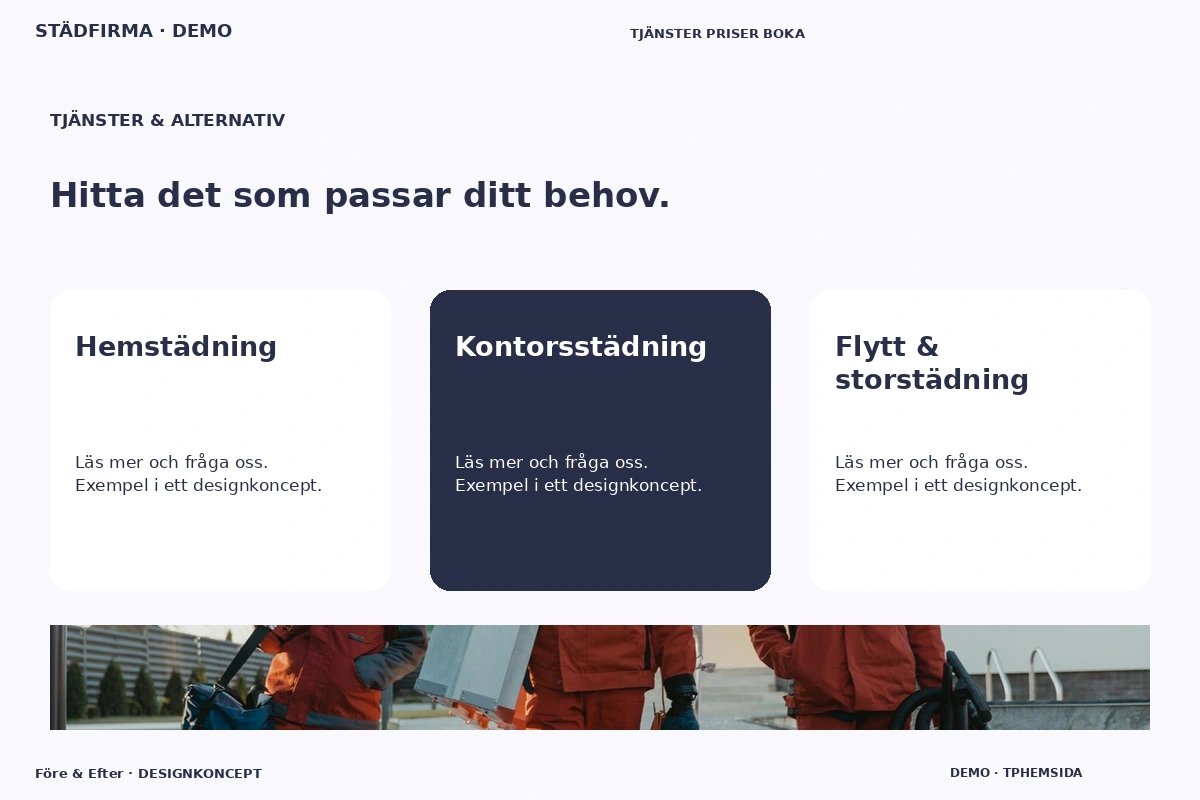 Före & Efter – Tjänster & alternativ för städfirma