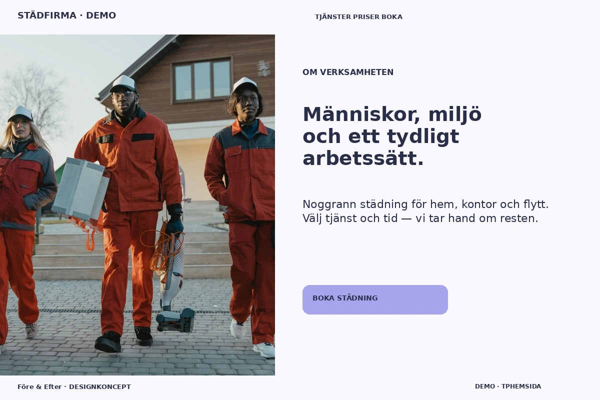 Före & Efter – Om verksamheten för städfirma
