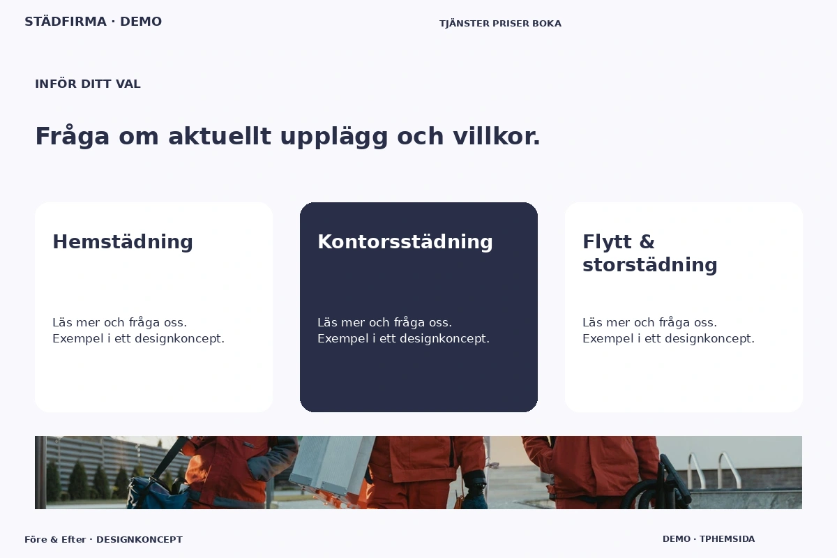 Före & Efter – Alternativ & villkor för städfirma