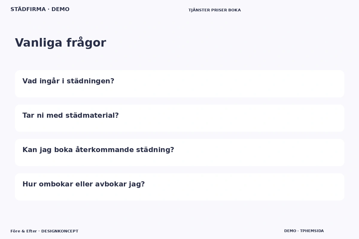 Före & Efter – Vanliga frågor för städfirma