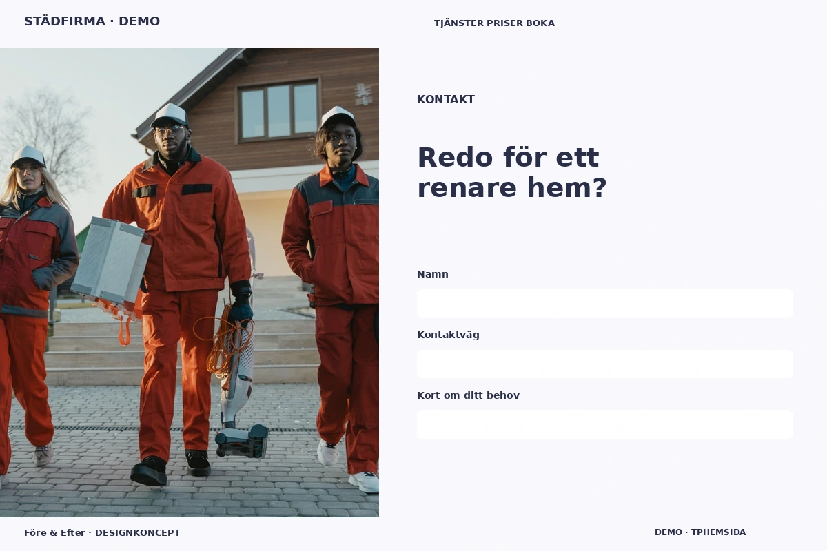 Före & Efter – Kontakt för städfirma