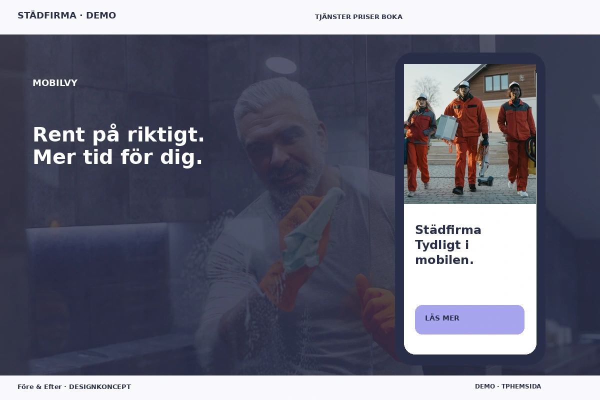 Före & Efter – Mobilvy för städfirma