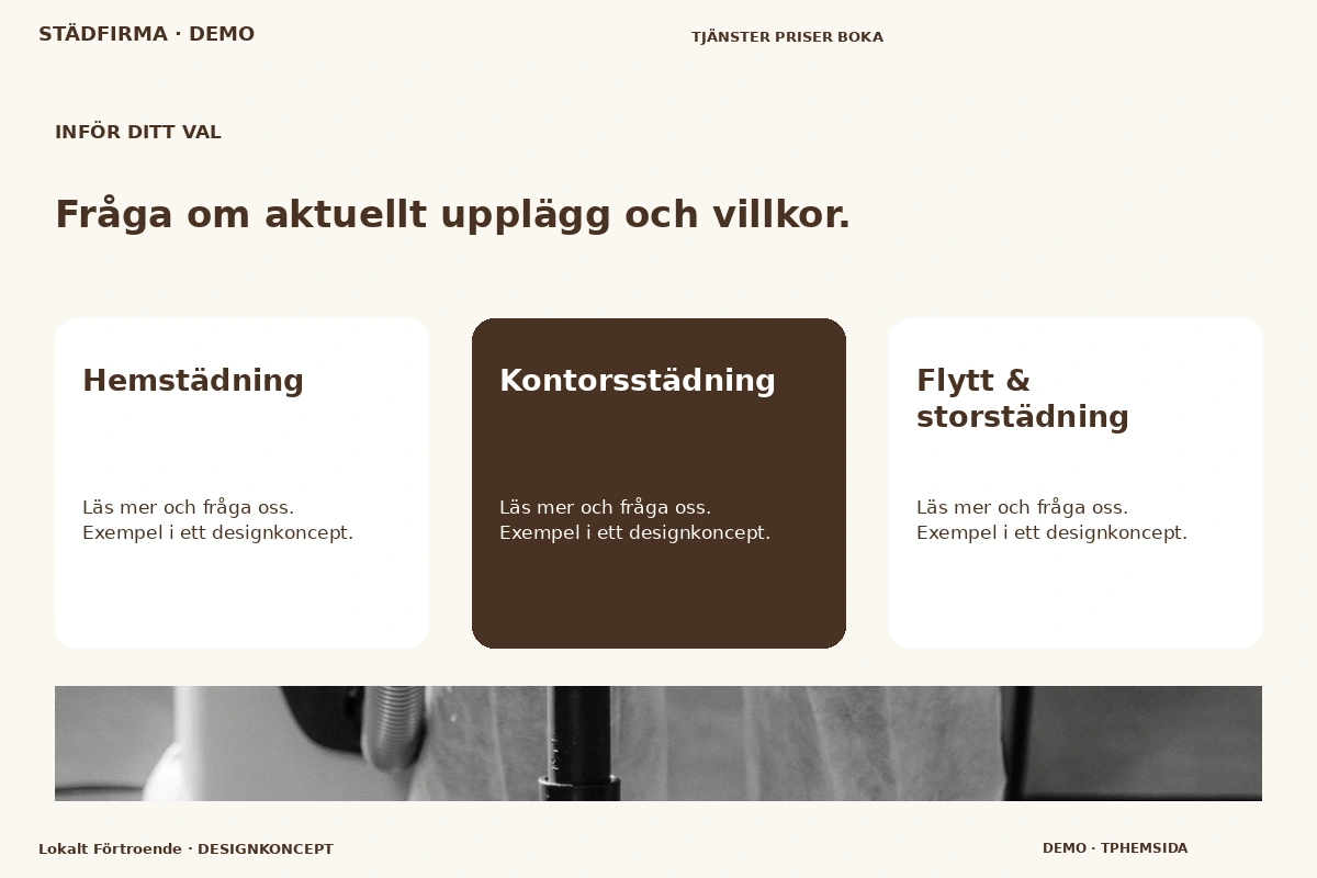 Lokalt Förtroende – Alternativ & villkor för städfirma