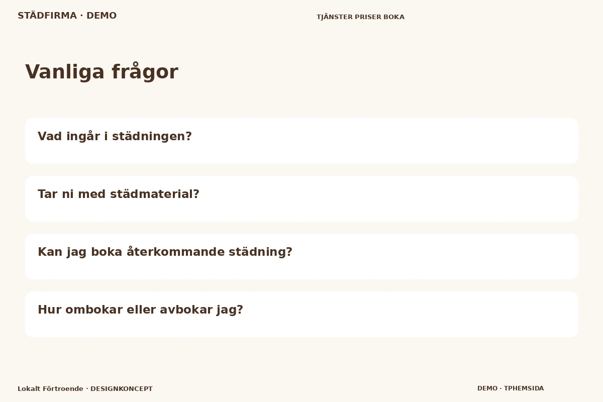 Lokalt Förtroende – Vanliga frågor för städfirma