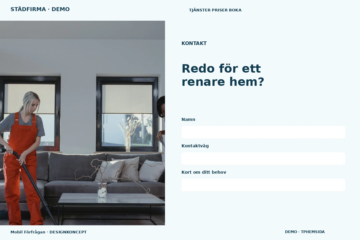 Mobil Förfrågan – Kontakt för städfirma
