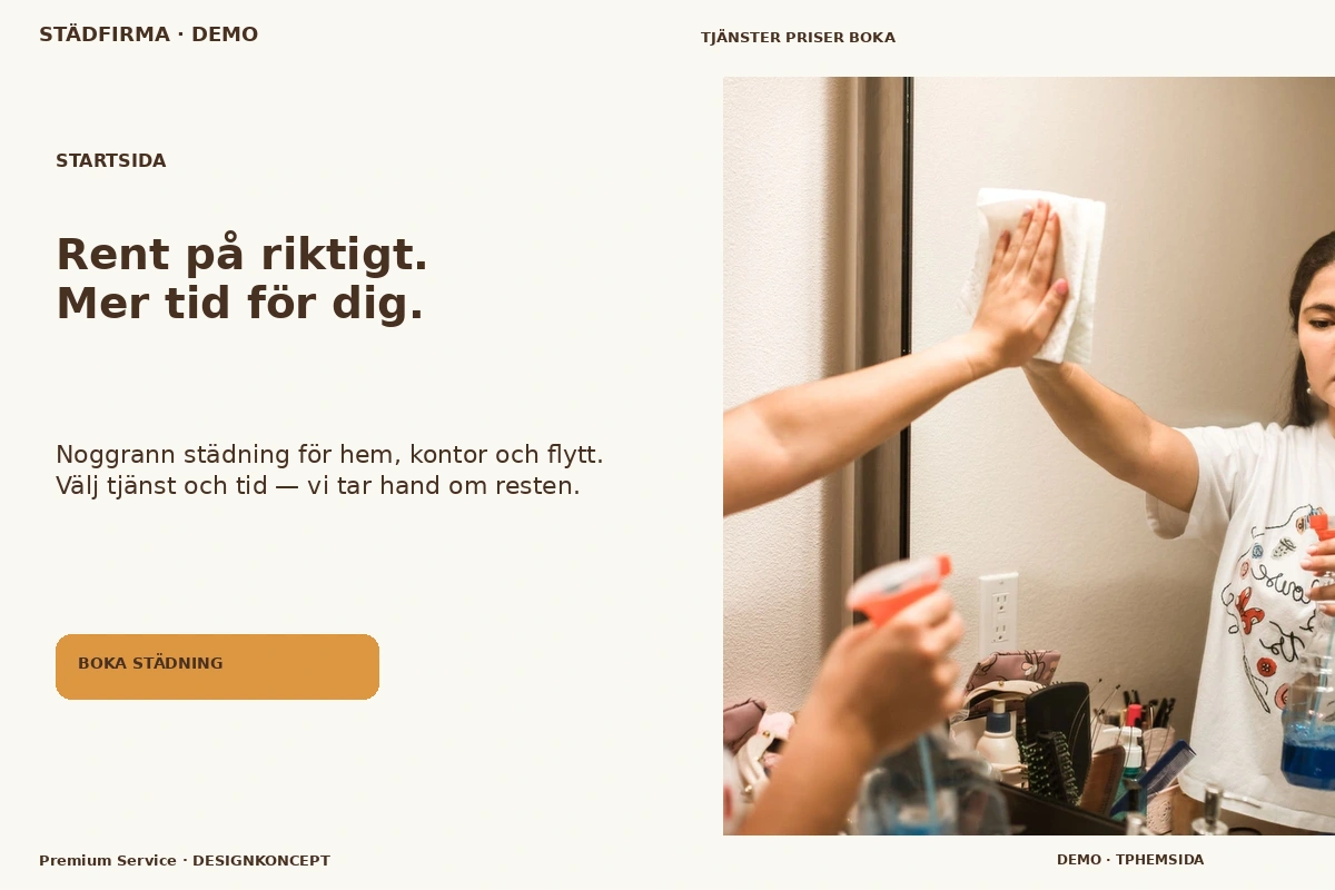 Premium Service – Startsida för städfirma