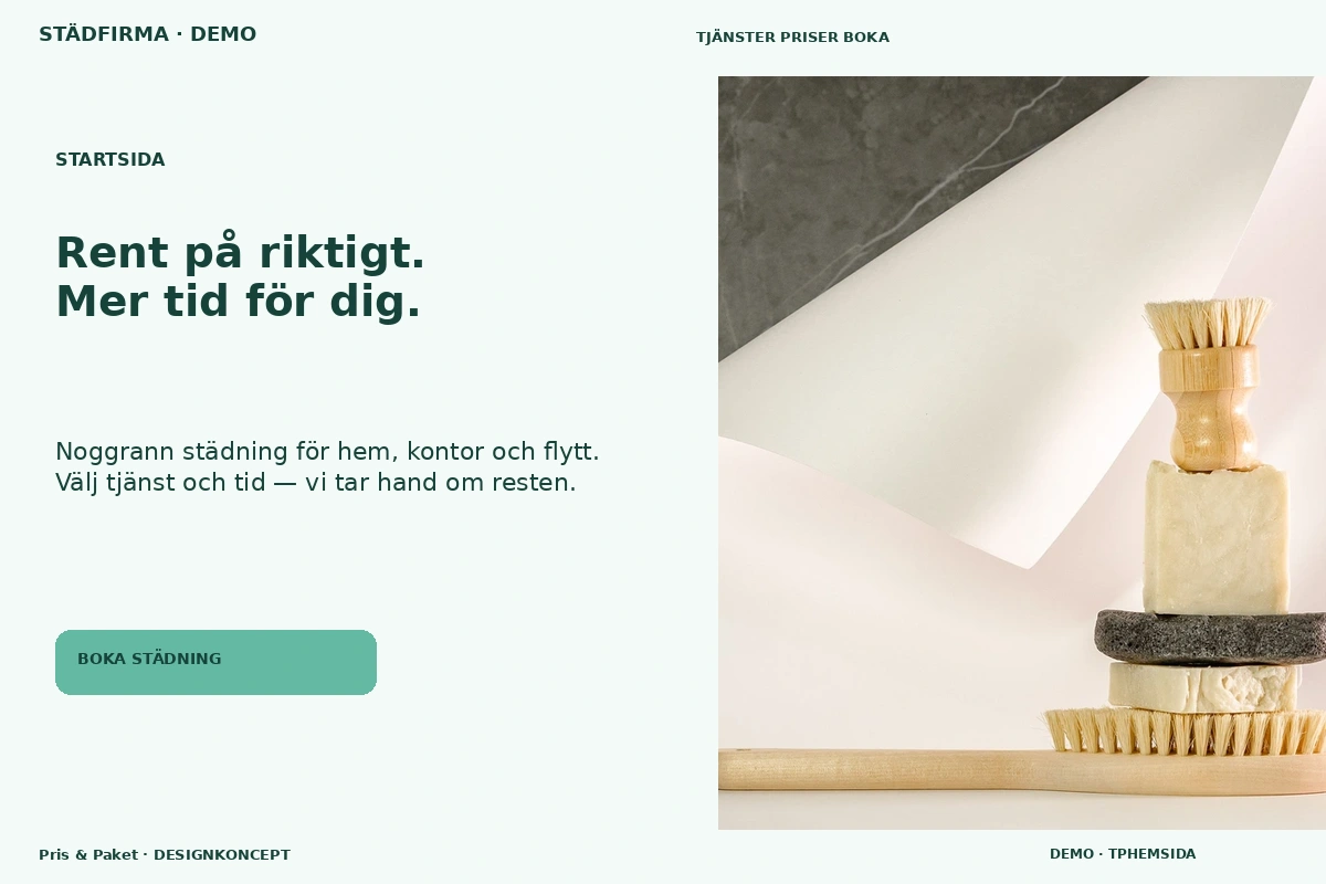 Pris & Paket – Startsida för städfirma
