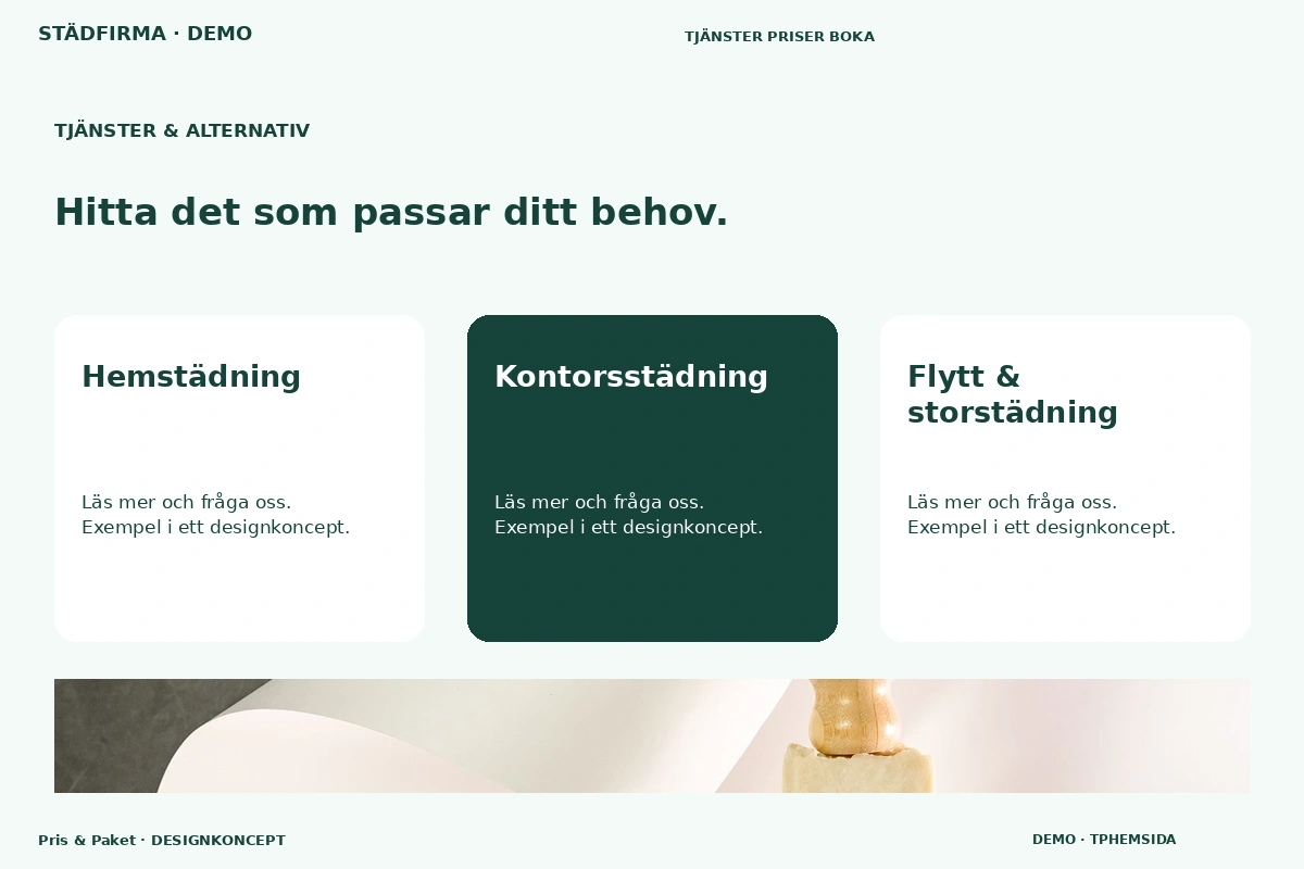 Pris & Paket – Tjänster & alternativ för städfirma