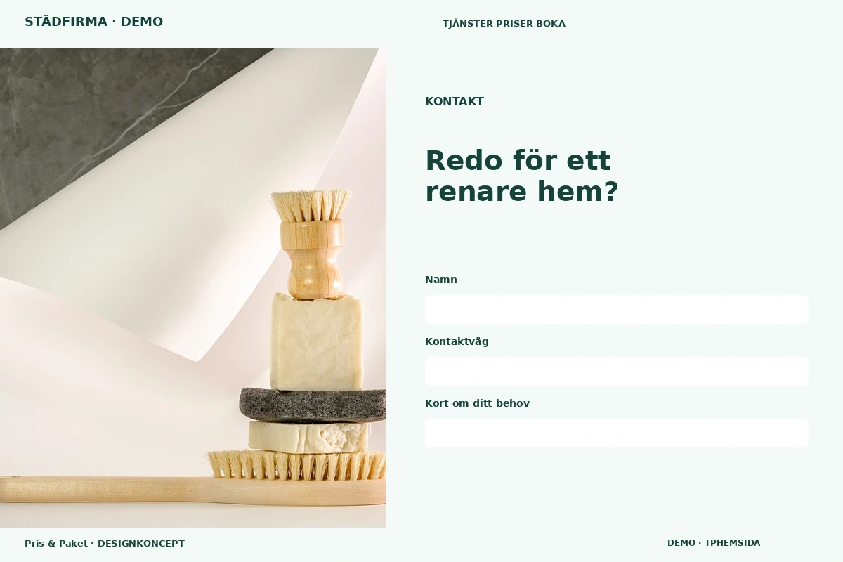 Pris & Paket – Kontakt för städfirma