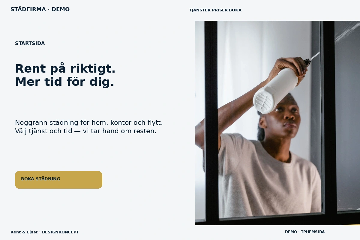 Rent & Ljust – Startsida för städfirma