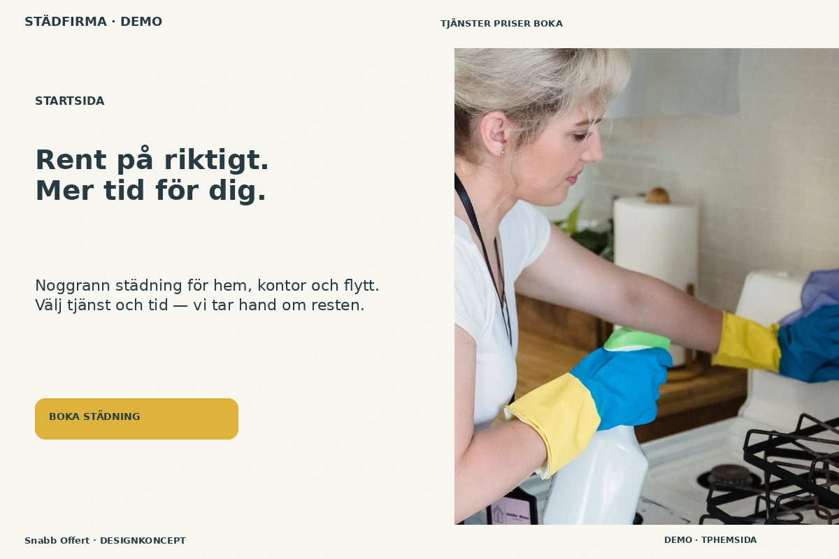 Snabb Offert – Startsida för städfirma