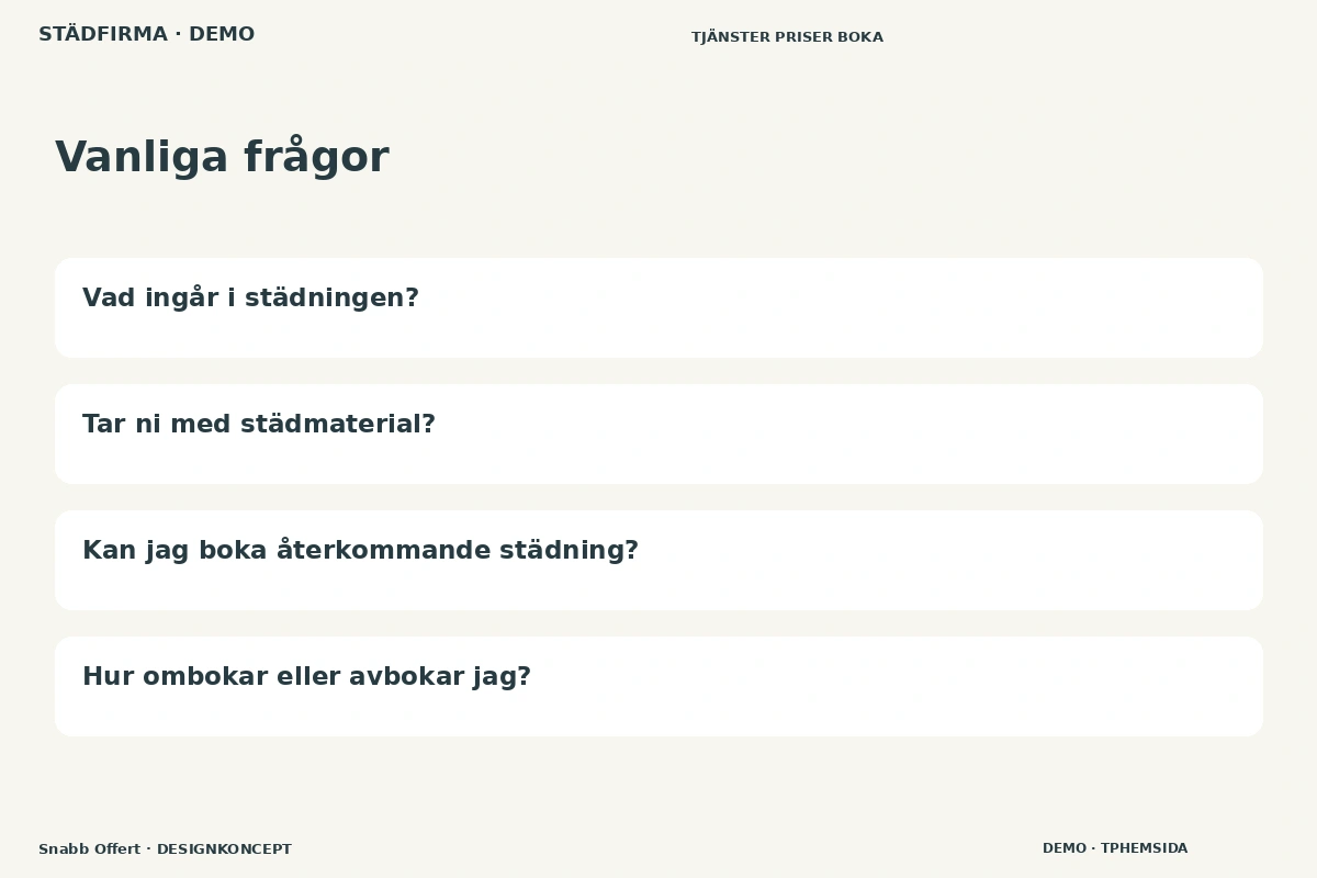 Snabb Offert – Vanliga frågor för städfirma