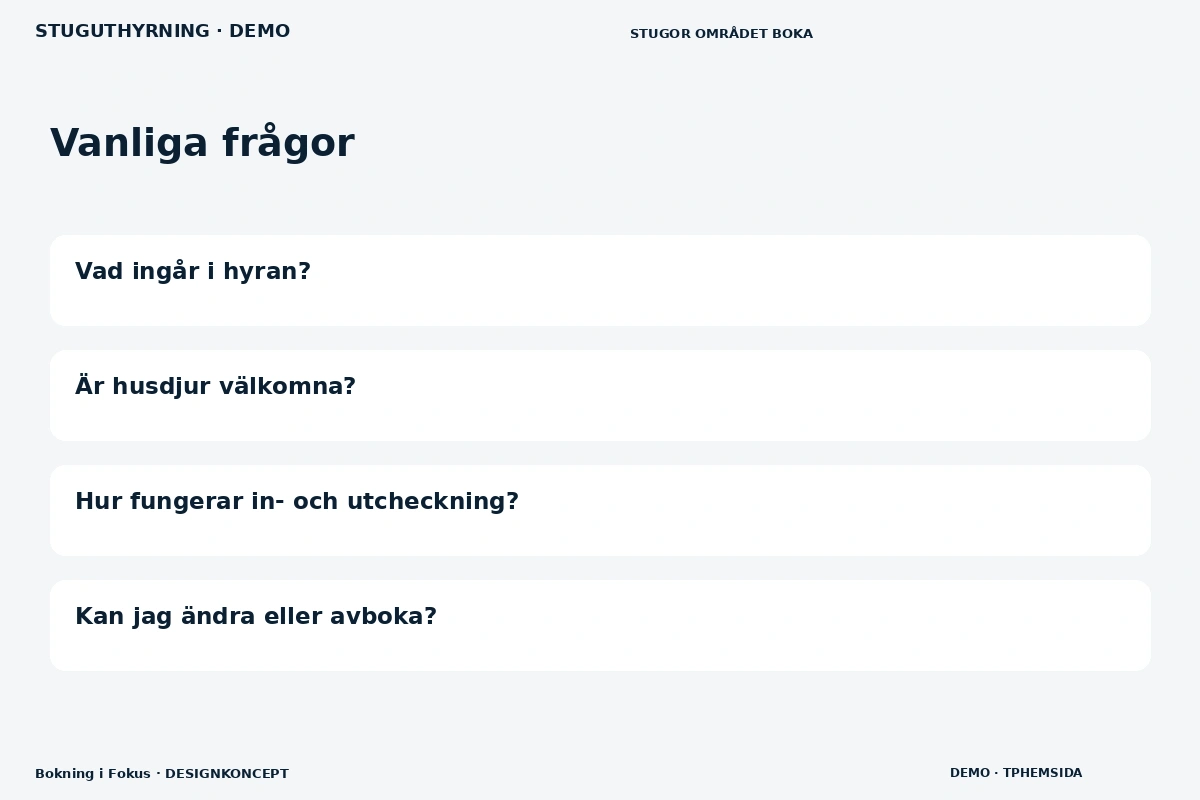 Bokning i Fokus – Vanliga frågor för stuguthyrning