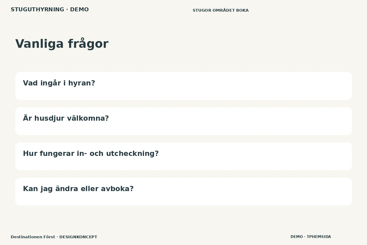 Destinationen Först – Vanliga frågor för stuguthyrning
