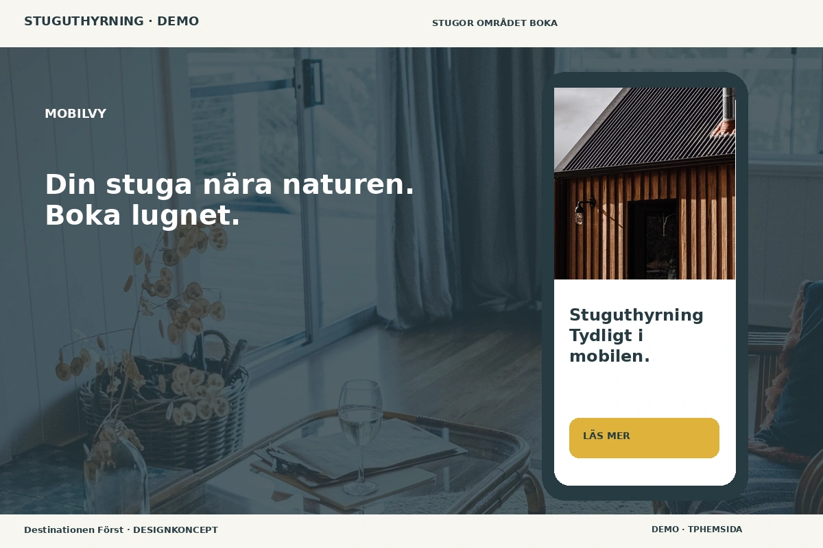 Destinationen Först – Mobilvy för stuguthyrning