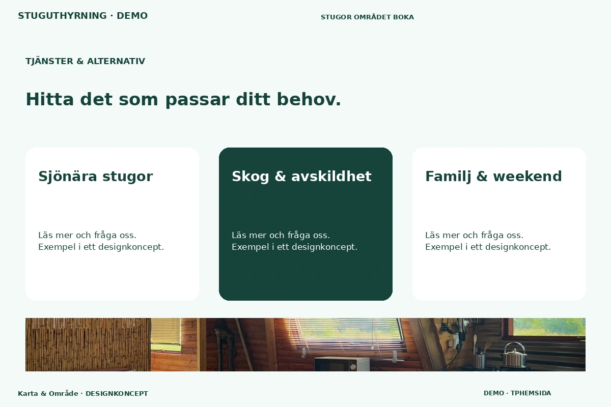 Karta & Område – Tjänster & alternativ för stuguthyrning