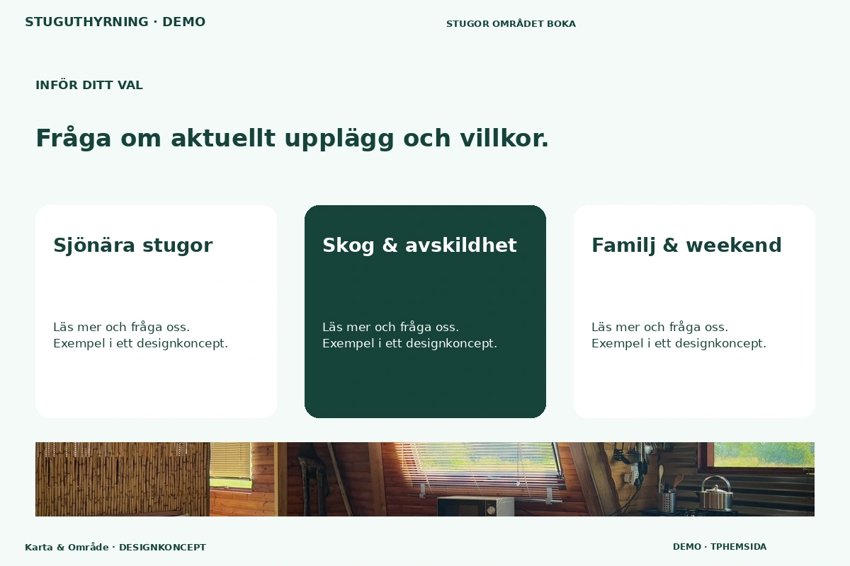 Karta & Område – Alternativ & villkor för stuguthyrning