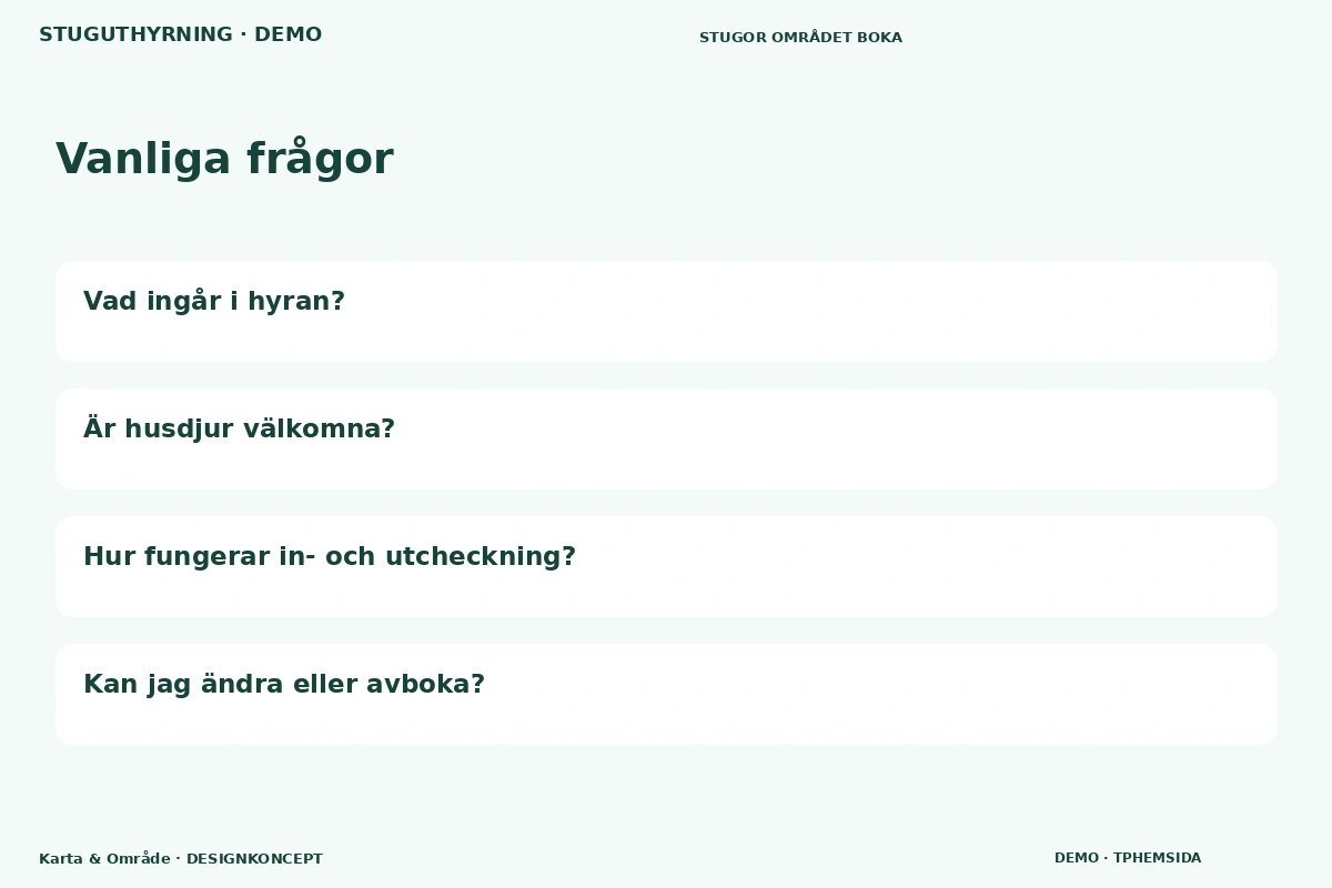 Karta & Område – Vanliga frågor för stuguthyrning