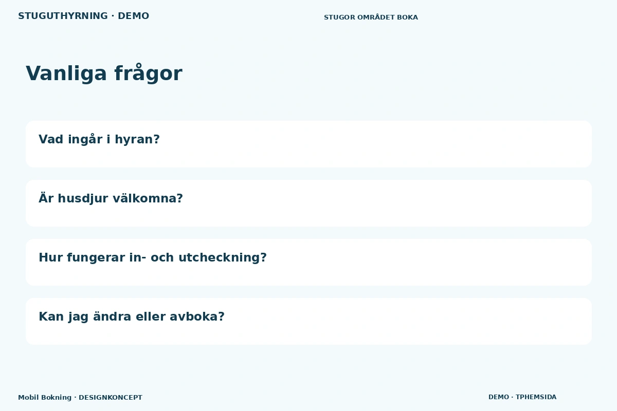 Mobil Bokning – Vanliga frågor för stuguthyrning