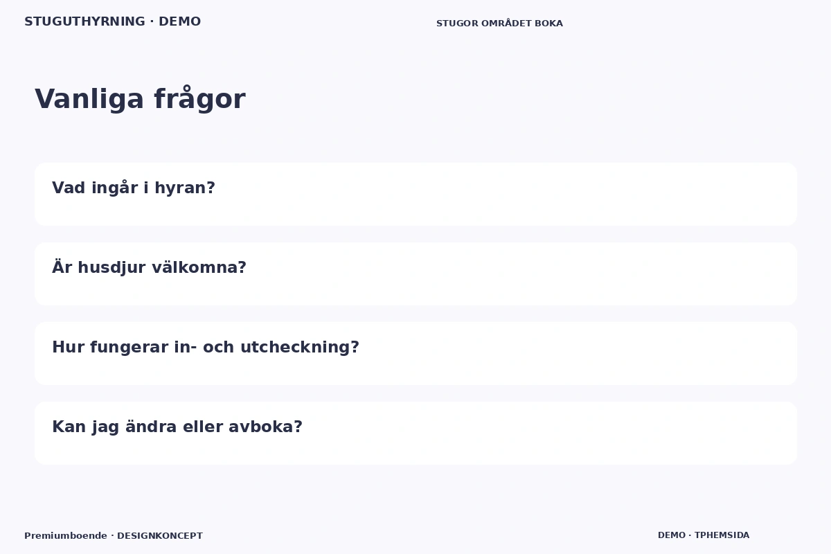 Premiumboende – Vanliga frågor för stuguthyrning