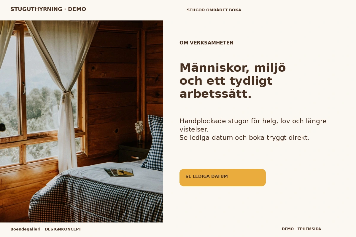 Boendegalleri – Om verksamheten för stuguthyrning