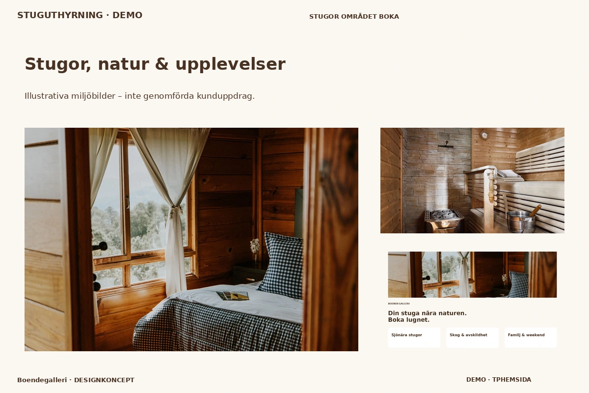 Boendegalleri – Stugor, natur & upplevelser för stuguthyrning