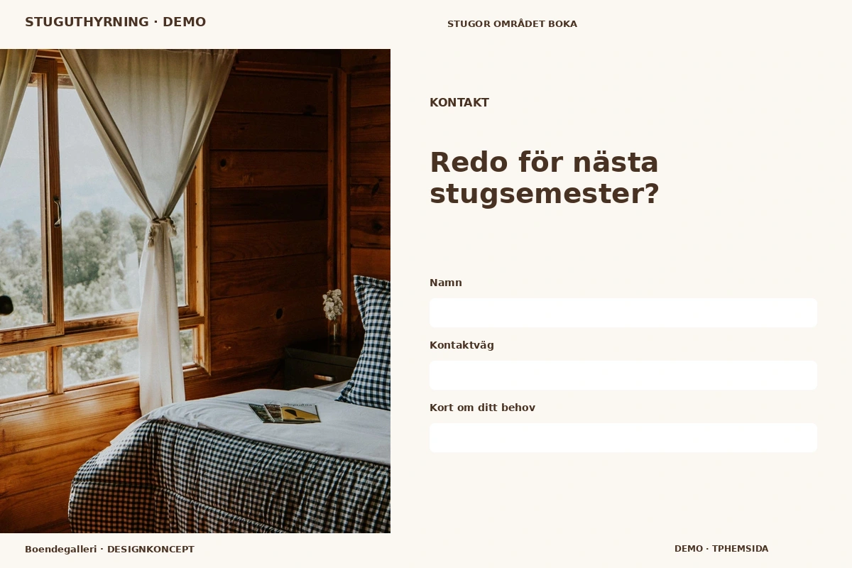 Boendegalleri – Kontakt för stuguthyrning