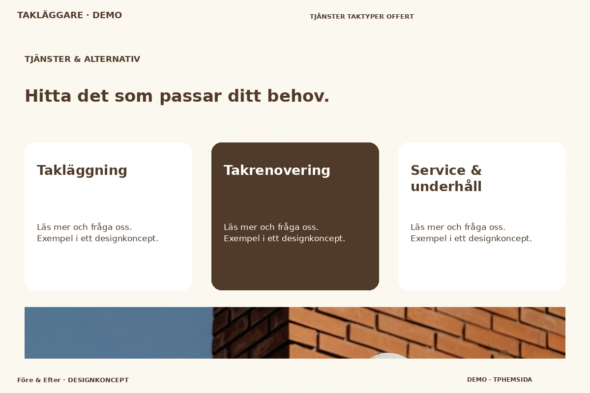 Före & Efter – Tjänster & alternativ för takläggare