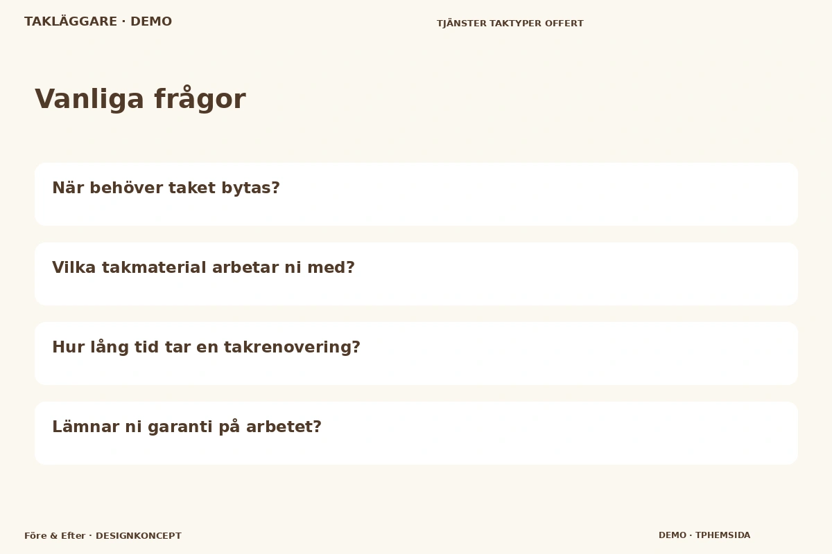 Före & Efter – Vanliga frågor för takläggare