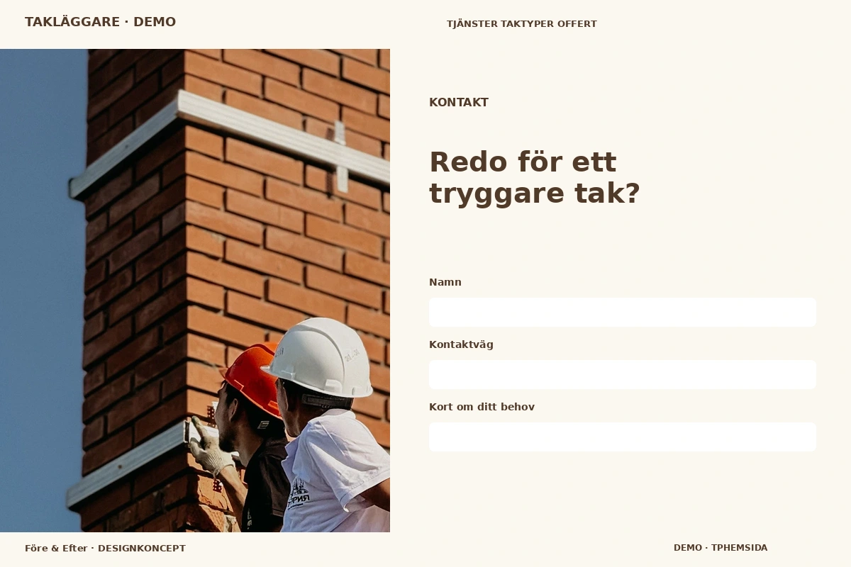 Före & Efter – Kontakt för takläggare
