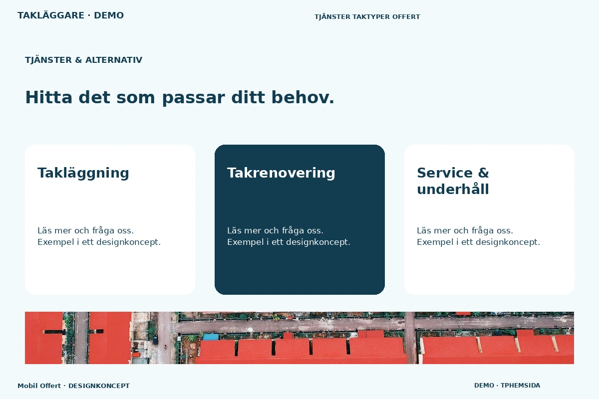 Mobil Offert – Tjänster & alternativ för takläggare