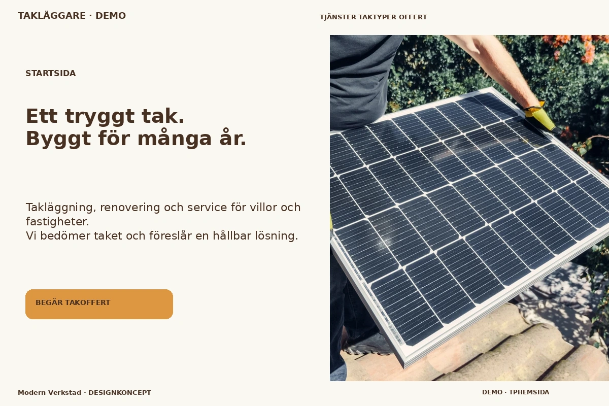 Modern Verkstad – Startsida för takläggare