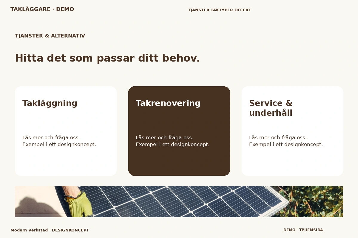 Modern Verkstad – Tjänster & alternativ för takläggare