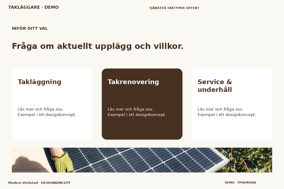 Modern Verkstad – Alternativ & villkor för takläggare